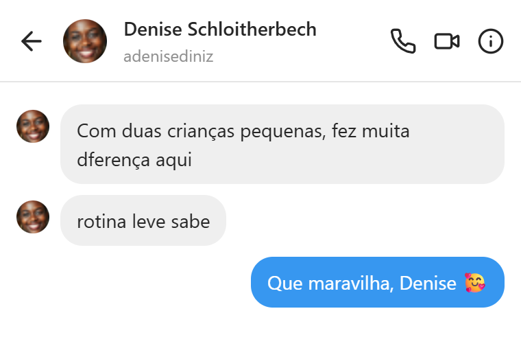 Mensagem de cliente com duas crianças pequenas