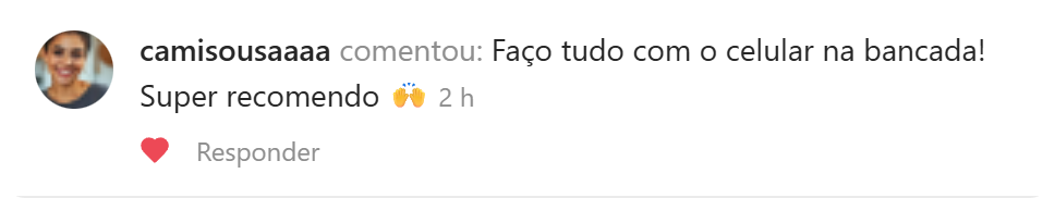 Comentário no Instagram sobre usar as receitas pelo celular